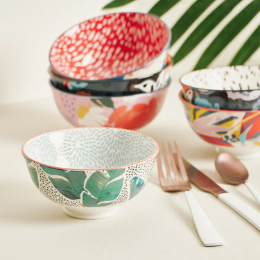 6 Piece Garden Lifestyle 12cm Ceramic Rice Bowl Set
